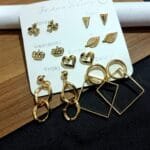 Gold Tone Fashion Studs Earrings for Women Stylish Latest 7 Pair Combo